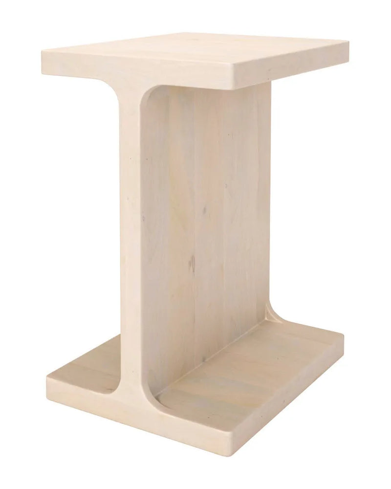 20-Inch HMS Natural Solid Wood Pedestal End Table for Living Room Furniture