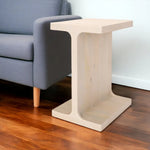 20-Inch HMS Natural Solid Wood Pedestal End Table for Living Room Furniture