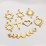 5Pcs/Lot Star/Cross/Sun Link Connector Charms Stainless Steel Link Pendants Dangle DIY Necklace Bracelet Jewelry Making Supplies