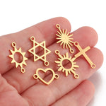 5Pcs/Lot Star/Cross/Sun Link Connector Charms Stainless Steel Link Pendants Dangle DIY Necklace Bracelet Jewelry Making Supplies