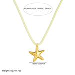 DIEYURO 316L Stainless Steel Golden Irregular Star Pendant Necklace For Women New Fashion Waterproof Beige Rope Chain Jewelry