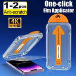 1-4 Pcs Dust Free Easy Installation Tempered Glass Screen Protector for IPhone 17Pro Max 16 15 14 13 12 11 Pro Max XS X XR  Plus