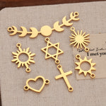 5Pcs/Lot Star/Cross/Sun Link Connector Charms Stainless Steel Link Pendants Dangle DIY Necklace Bracelet Jewelry Making Supplies