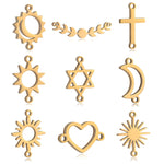 5Pcs/Lot Star/Cross/Sun Link Connector Charms Stainless Steel Link Pendants Dangle DIY Necklace Bracelet Jewelry Making Supplies