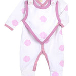 Smart Footed One-Piece for girl and boy + Bib - Pink Rose