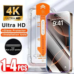 1-4 Pcs Dust Free Easy Installation Tempered Glass Screen Protector for IPhone 17Pro Max 16 15 14 13 12 11 Pro Max XS X XR  Plus